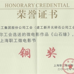 湖州K8凯发 首届上海职工微电影节铜奖